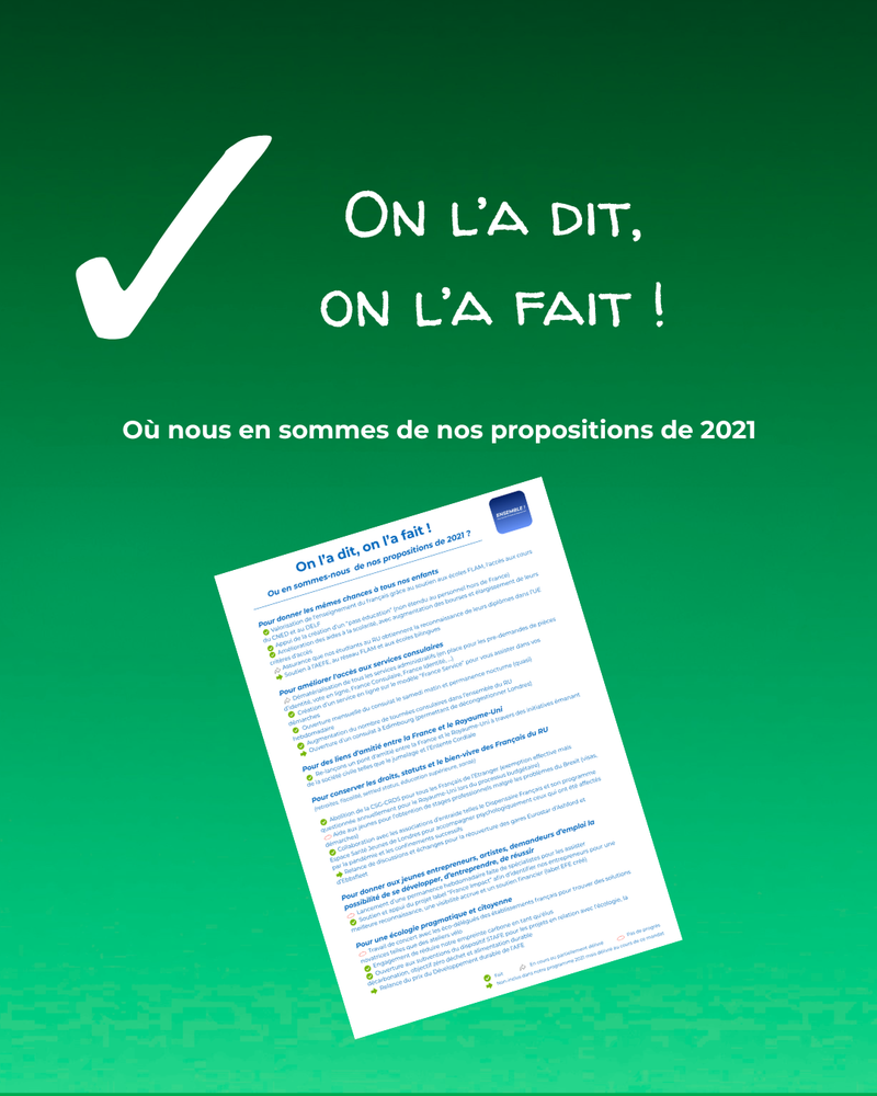 Trouvez ici le bilan et statut de nos propositions de 2021